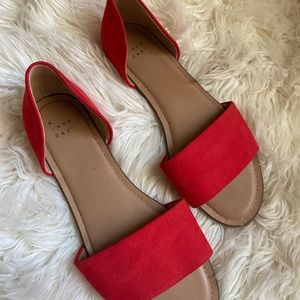 Cute bright red flats! Barely worn | Size 8.5. | Brand- a new day